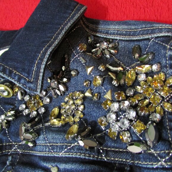 Chico's Embellished Jean Jacket 0= sz 2-4 - Picture 7 of 11